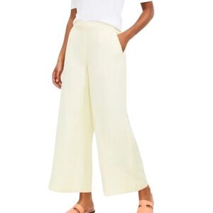 NWT LOFT Yellow & White Striped Linen-Blend Wide Leg Crop Pants